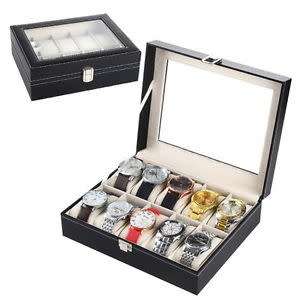 12 Slots PU Leather Watch Box