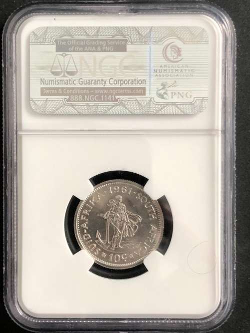1961 Republic of South Africa 10 Cent Coin PF 65