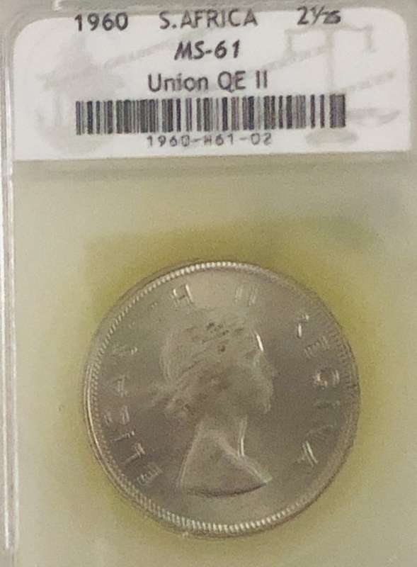 Union of South Africa 1960 2.5 Silver Shilling MS61