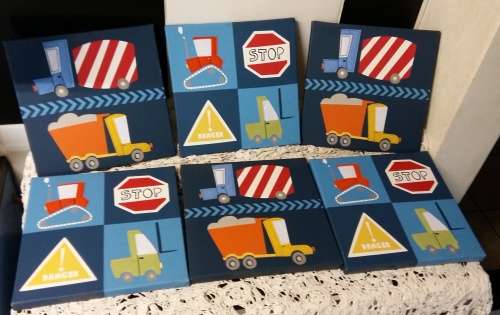 A set of very unique Kiddies Art pieces 6@ 30cm x 30cm - see pics.