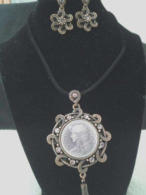 "Victorian inspired" Necklace & earing set-, think classical & stylish- ONLY ONE!!!!