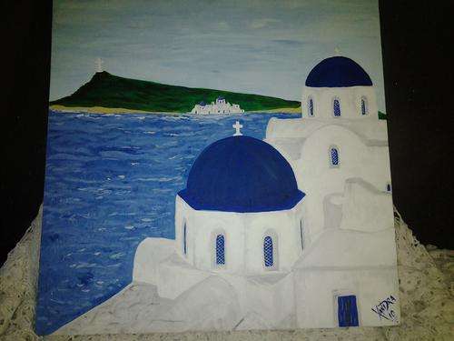 A Breathtaking seaside scene painting, on canvas. 55cm x 55cm . Too beautiful for words. A MUST see.