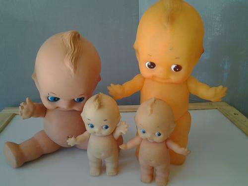 4x Collectable Vintage Kewpie Dolls - all with wings! One rare brown eyed, A collectors delight!