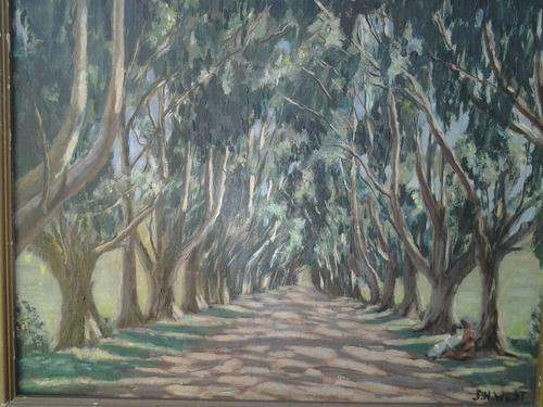 Large Painting - signed by artist "JH West" , In a lovely double frame. -  A head-turning art piece.