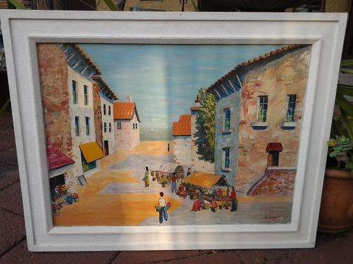 An amazingly beautiful "H Esmond"- Toulon. F. painting dated 1953 - lovely Tuscany style town scene.