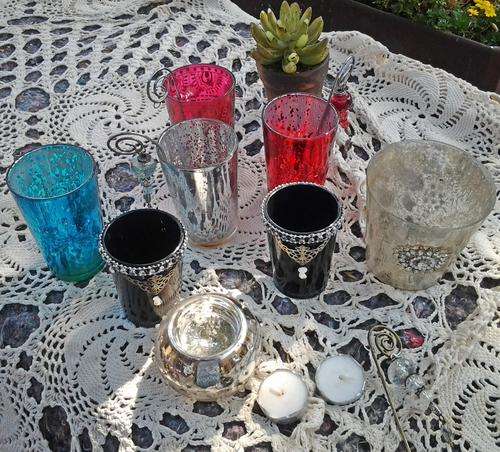 A job lot of 8 very different Candleholders. Oh so pretty. See pics.