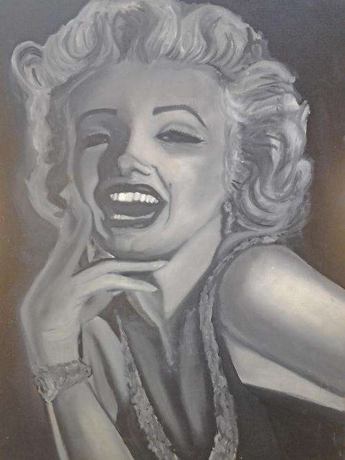 A gorgeous Black and White - Marilyn Monroe painting, absolutely stunning.