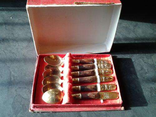 A 6 pc flatware set with a raised Thai Goddess- Nice collectors set.