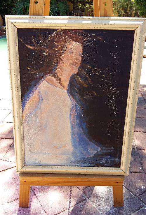 A lovely very unusual painting signed by Artist and in a very complimentary frame - see pics.