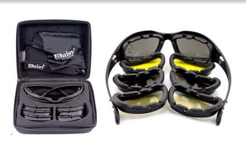 Daisy C5 Military Sunglasses " 4 sets of polycarbonate lenses & carry case"