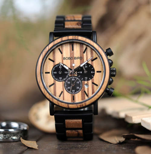 Bobo Bird Chronograph Wooden Watch "In box"