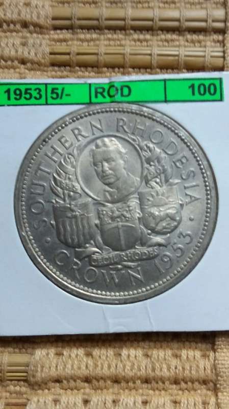 RHODESIA 1953 SILVER RHODES CROWN - HIGH GRADE COIN