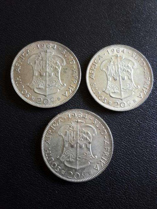 1964 SILVER 20 CENTS - VERY DECENT CONDITION - 3 AVAILABLE STARTING AT A CRAZY R1