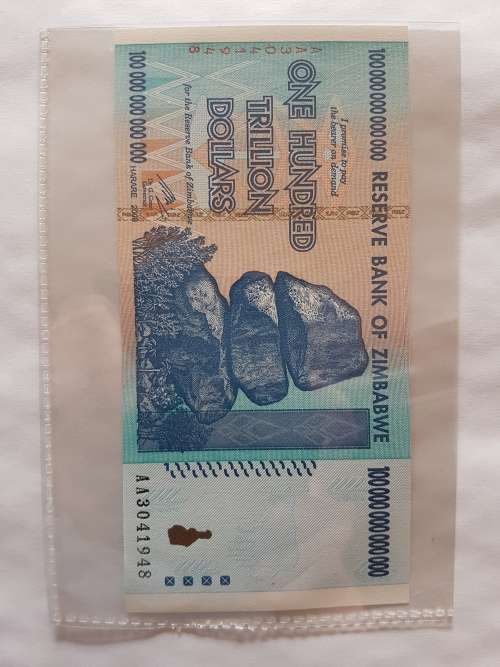 Zimbabwe One Hundred Trillion Dollars AA3041948