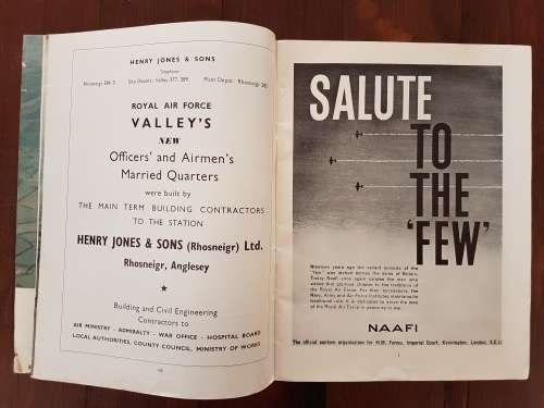 Royal Air Force Valley `At Home` Day Souvenir Book September 19th, 1959