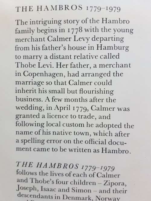 The Hambros 1779-1979 - By Bo Bramsen and Kathleen Wain