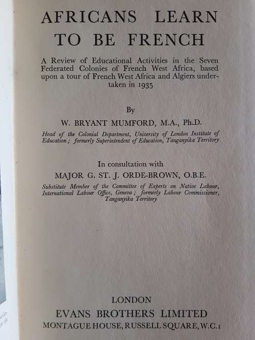 Africans Learn To Be French - By W. Bryant Mumford