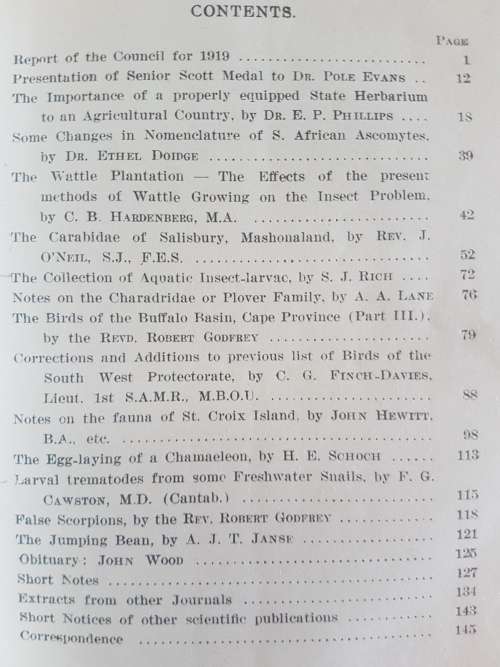 The South African Journal Of Natural History