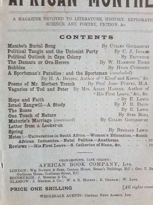 The African Monthly No 13, Vol III December 1907