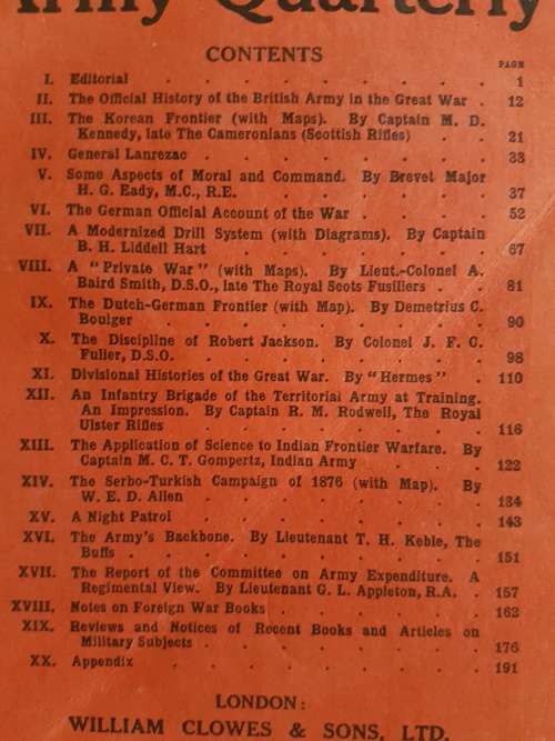 The Army Quarterly Vol. X. No. 1 April, 1925