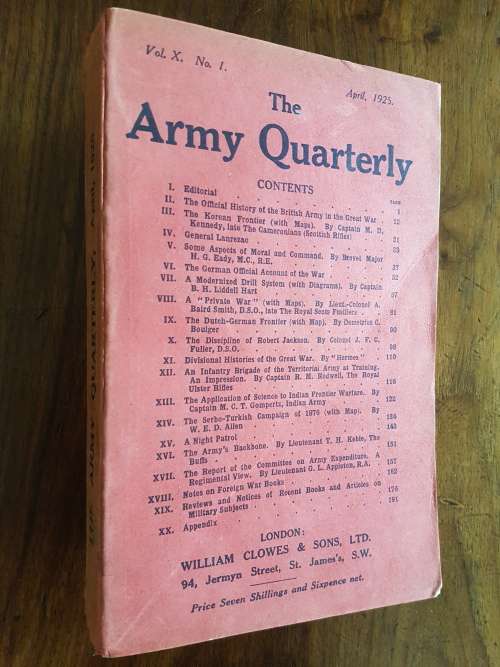 The Army Quarterly Vol. X. No. 1 April, 1925