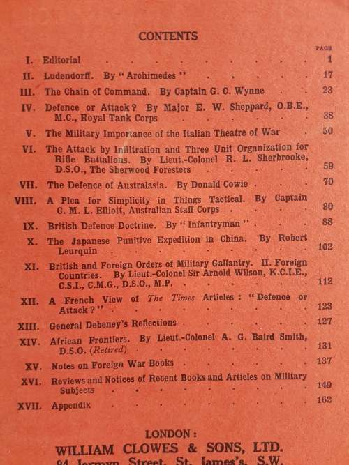 The Army Quarterly Vol. XXXVI. No. 1 April, 1938