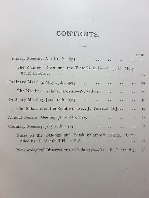 Proceedings of the Rhodesia Scientific Association Volume V. (Part II.) (April - July, 1905)