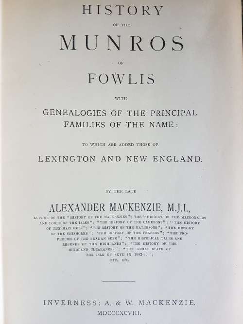 History of the Munros - By Alexander Mackenzie
