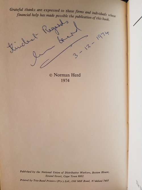 Counter Attack - The Story of the South African Shopworkers - By Norman Herd - Signed