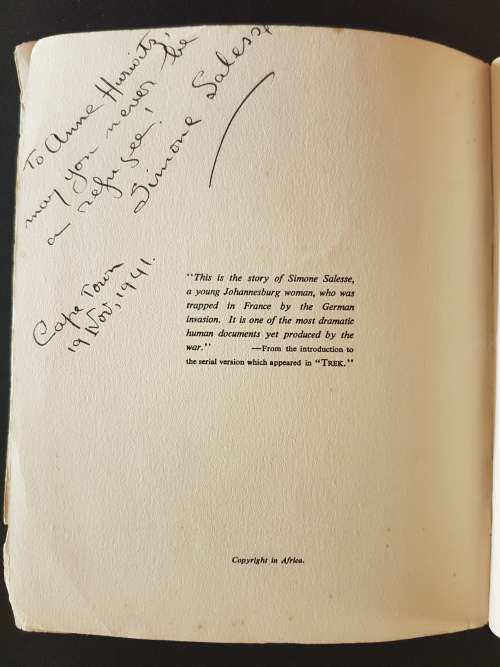 I Was a Refugee in France - By Simone Salesse - Signed Copy