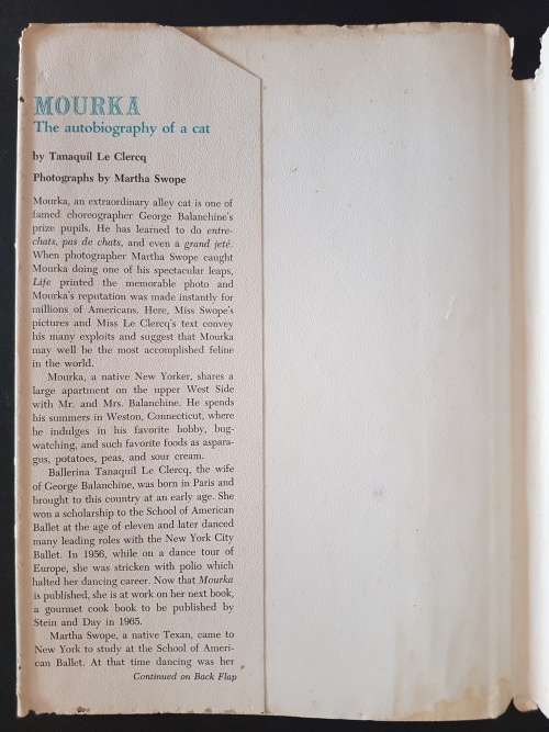 Mourka - The Autobiography of a Cat - By Tanaquil Le Clercq Photographs by Martha Swope