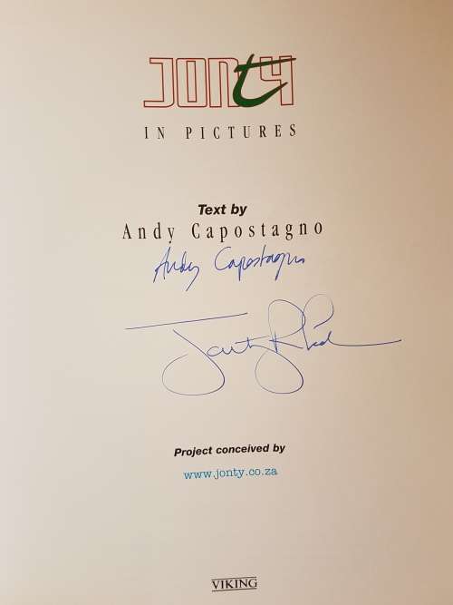 Signed Copy - Jonty in Pictures - By Andy Capostagno