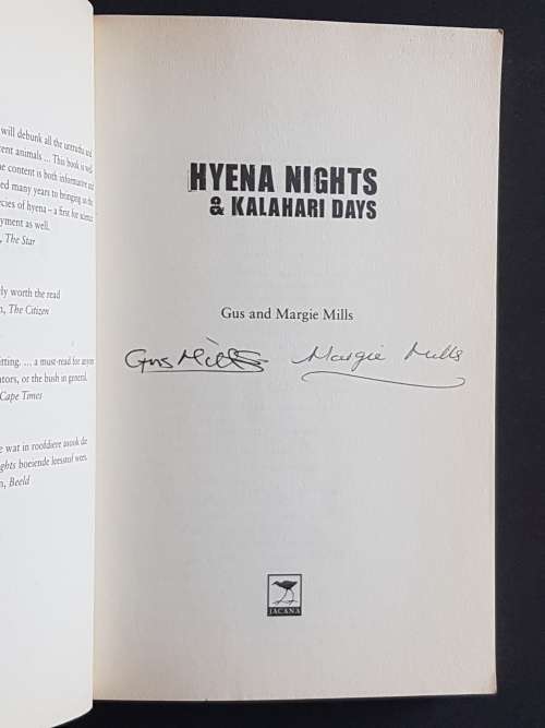 Signed - Hyena Nights & Kalahari Days - By Gus & Margie Mills