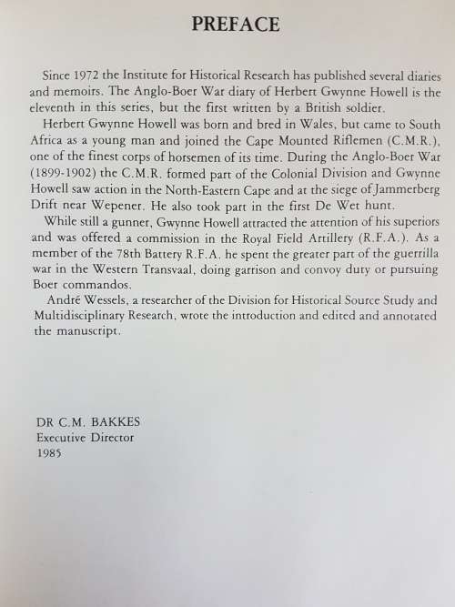 War Diary of Herbert Gwynne Powell - Introduced and Edited by André Wessels, M.A.