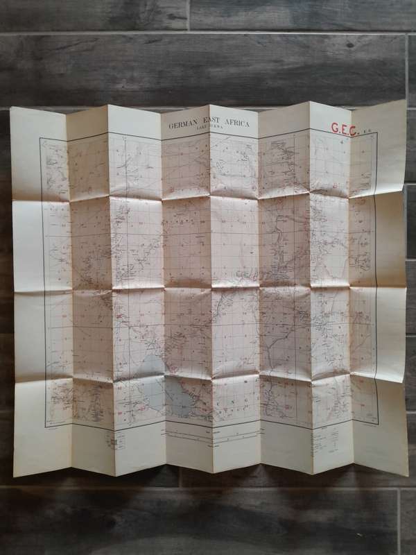 German East Africa - Lake Rukwa - E3 - Scale 1:300,000 Folding Canvas-Backed Map
