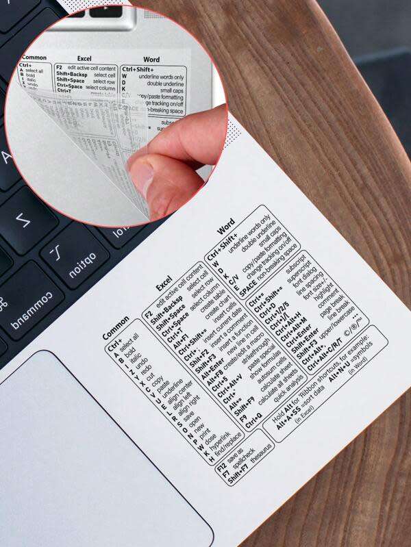Laptop Shortcut Key Pattern Protective Sticker - 1sheet