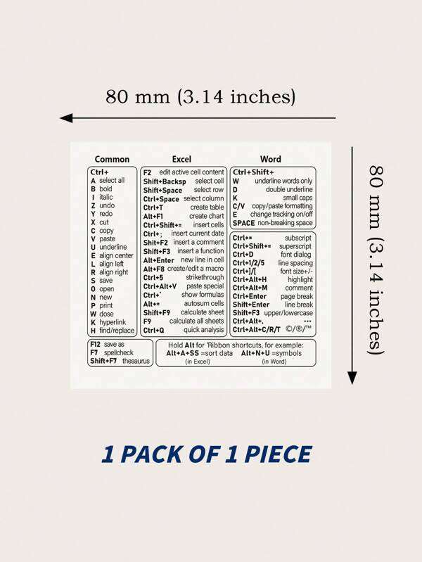 Laptop Shortcut Key Pattern Protective Sticker - 1sheet