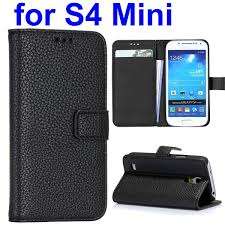 Wallet Stand Case for Samsung Galaxy S4 Mini i9190 (Black) + FREE touch screen pen