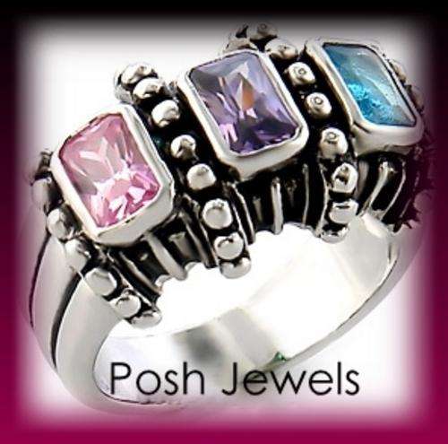1 Carat MULTI COLOUR SWAROVSKI CRYSTAL BAND RING SIZE 8