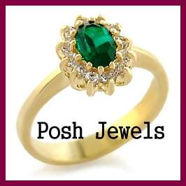 ***FLOWER SETTING EMERALD GREEN CZ BAND RING SIZE 7***