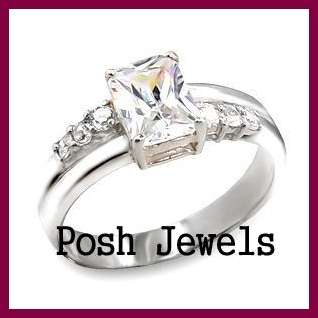 ***PRINCESS CUT SIMULATED DIAMOND BAND RING SIZE 8***