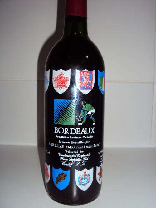 1991 RUGBY WORLD CUB IMPORTED RED WINE