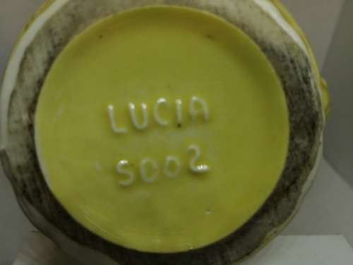VINTAGE LUCIA WARE YELLOW CERAMIC BASKET UNCOMMON