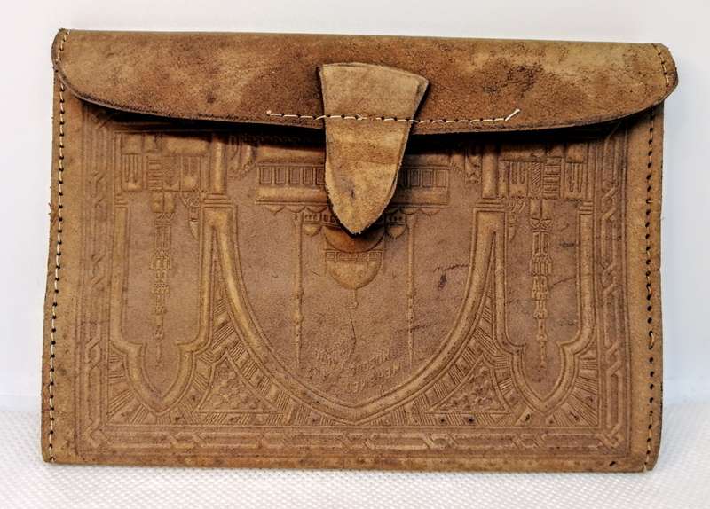 VINTAGE LEATHER WALLET EGYPT MOSQUE SPHINX PYRAMIDS CAIRO