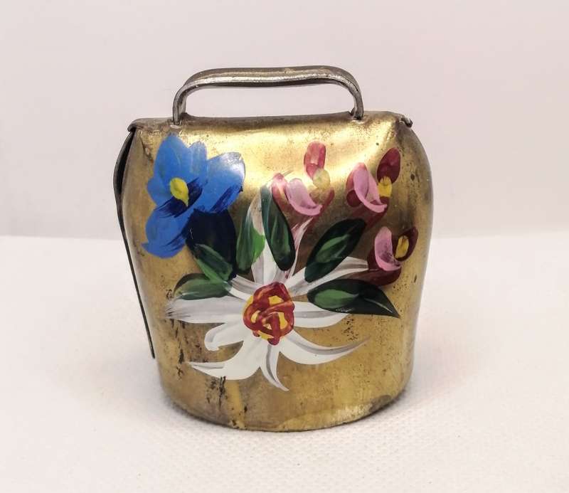 Vintage Swiss Hand-painted Souvenir Brass Cowbells Interlaken