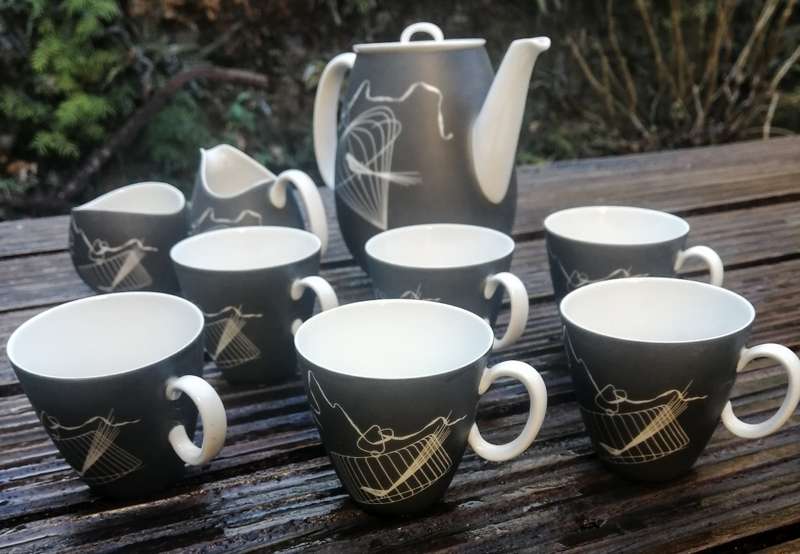 COFFEE SET Service De Haviland Rosenthal Bavaria Papageno Vintage MCM
