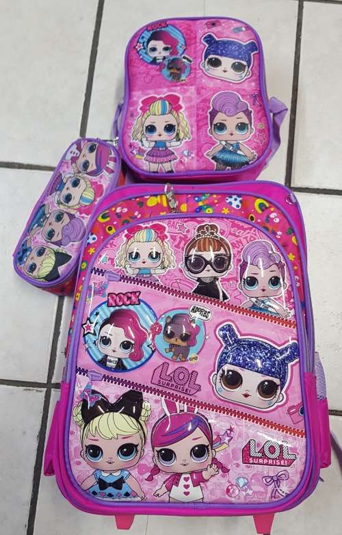 LOL 3 pieces trolley backpack