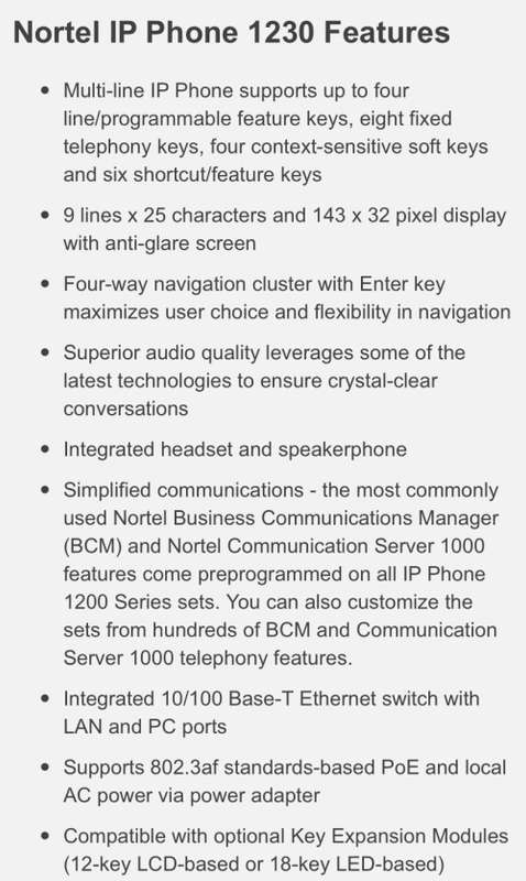 NORTEL IP 1230 PHONE