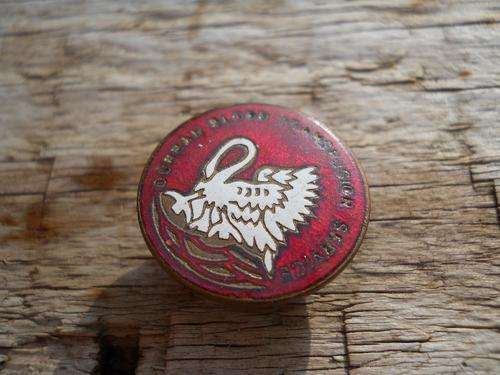 Vintage Durban Blood Transfusion Service Metal Lapel Pin circa 1950 in red