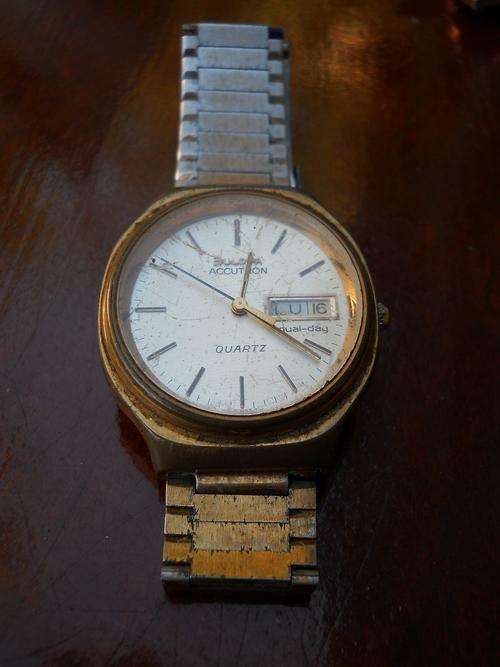 Vintage Bulova Accutron N7 Dual Day Water Resistant Men's Watch - Not Tested Sold As Is